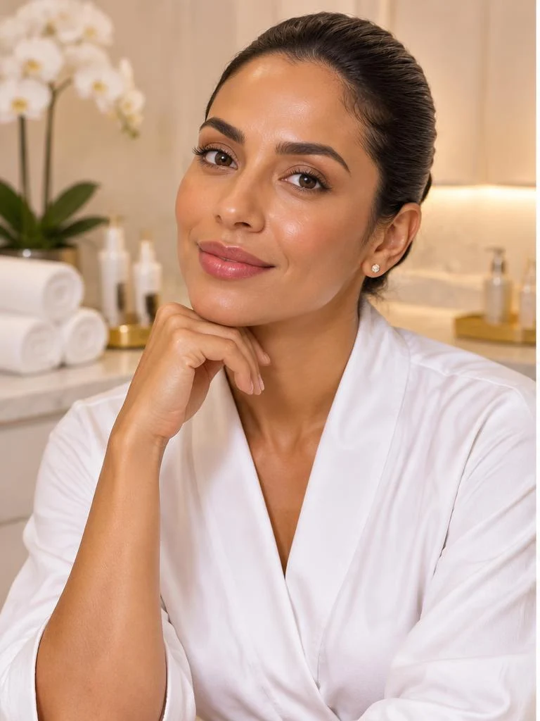 Retrato de beleza em ambiente de estética profissional