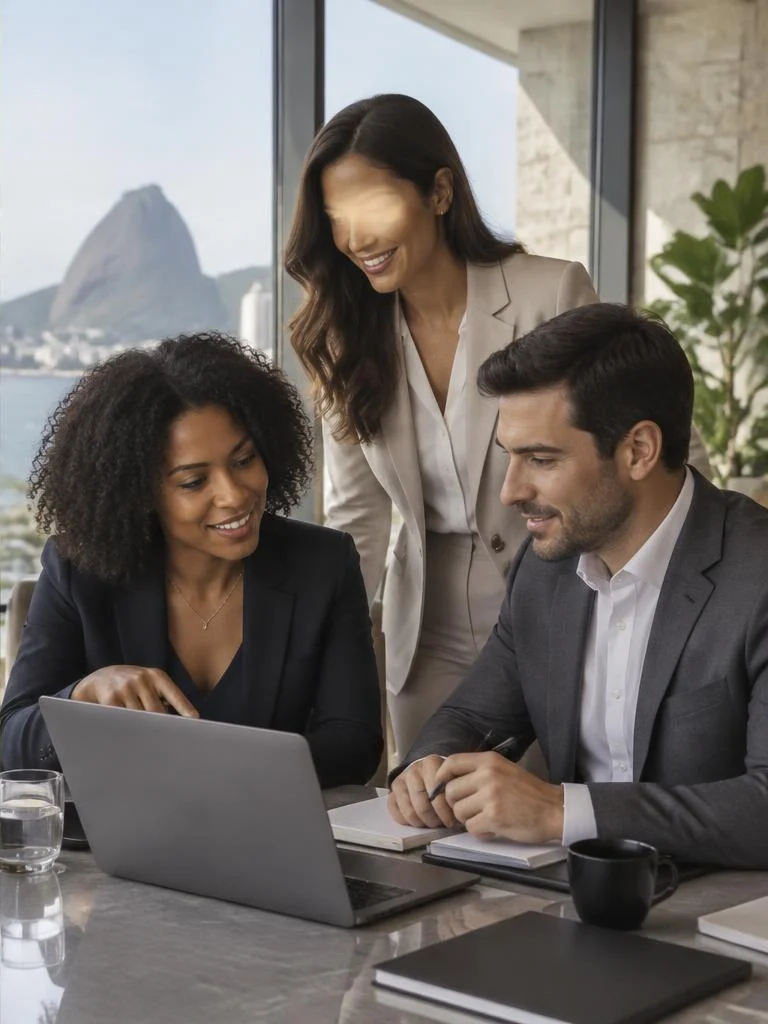 Equipe de consultoria empresarial em reunião
